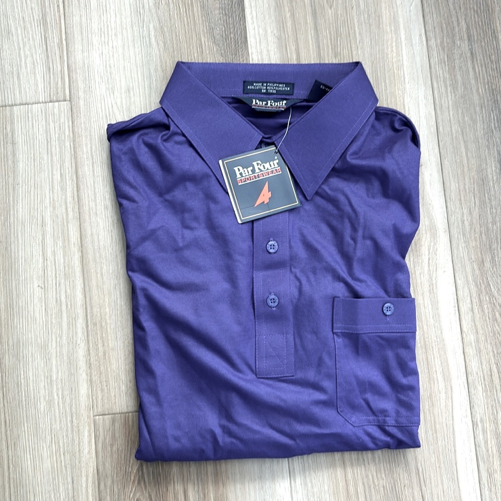 Par Four Short Sleeve Golf Shirt Purple Size Large NWT
